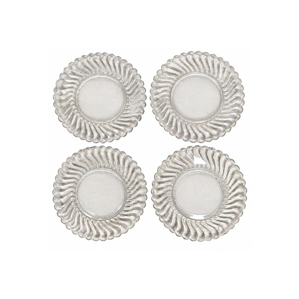 VTG Fostoria Colony Clear Glass Swirl 8-1/4" Luncheon Plate - Set of 4